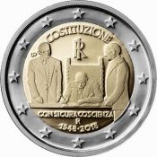 2 евро - 70 лет Конституции Итальянской республики, Италия, 2018 год, UNC