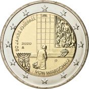 2 евро -50 лет Коленопреклонению в Варшаве, Германия, 2020 год, UNC